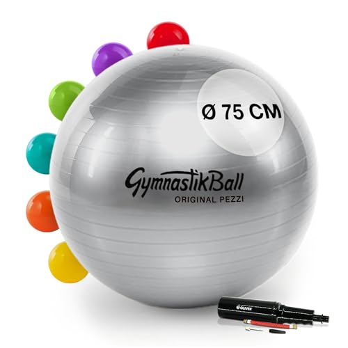 PEZZI Original Pezziball Standard 75 cm m. Pumpe Kombi Gymnastikball Anthra von PEZZI