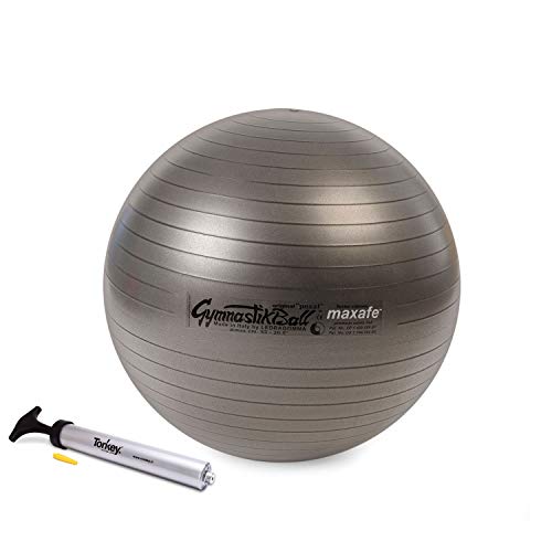 PEZZI - Gymnastikball Original Pezziball MAXAFE 53cm Ø mit Tonkey Handpumpe – Sitzball für Therapie, Sport & Büro - Universeller Trainingsball aus Flexton Silpower® belastbar bis 400 kg – Anthrazit von PEZZI