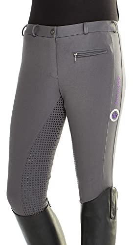 PFIFF 102235 Damen Reithose -Yasmin- mit Silikon-Grip Besatz, Grau 42 von PFIFF