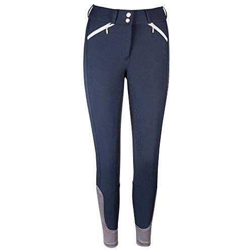 PFIFF 102486 Reithose 'Kelsey' Damen Grip Vollbesatz, blau-grau 44 von PFIFF