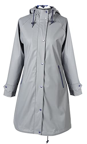 PFIFF Damen Regenmantel-NACE-wasserdicht Fleeceinnenfutter Jacke, grau, S von PFIFF