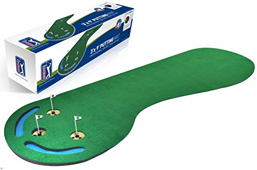 PGA Putting-Matte mit DREI Löchern, 90 x 24 cm Golf Mat, Blue, 92LX22HX22W cm von PGA TOUR