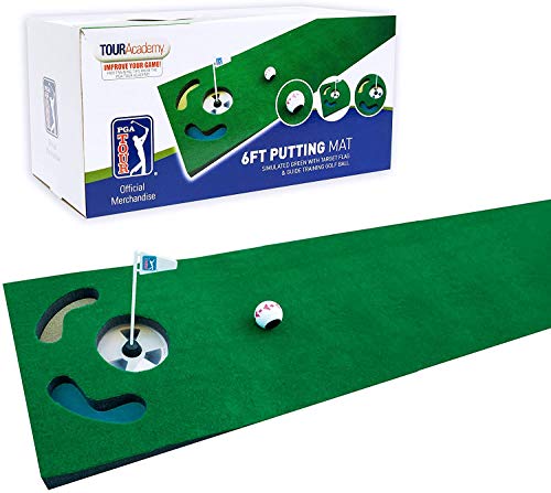 PGA TOUR Führungsball, Ballausrichtungswerkzeug und Trainingsdvd 1,8 m Puttingmatte mit Führungskugel, grün, 183 cm von PGA TOUR