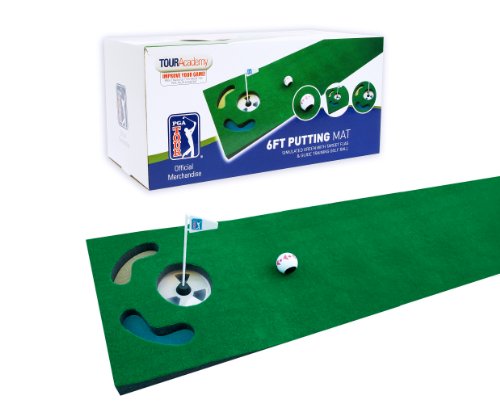 PGA TOUR Guide, Ball Alignment Tool and Training Dvd 1,8 m Puttingmatte mit Führungskugel, grün, 183 cm von PGA TOUR