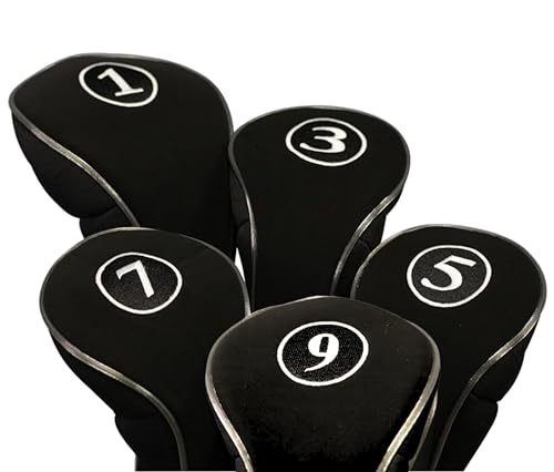 Golfschlägerhauben mit Reißverschluss, für Driver 1, 3, 5, 7, 9, Fairway-Holz, Metall, Neopren, traditionell, einfarbig, passend für alle Fairway-Schläger. von PGC