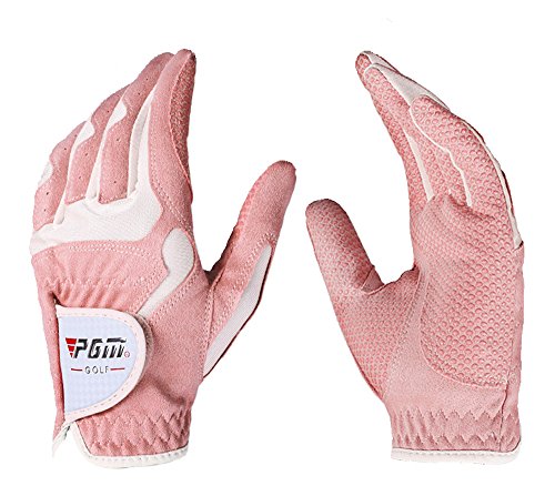 PGM Golfhandschuhe für Damen, verbesserte Griffigkeit, kühl und bequem, 4 Farboptionen, Größe L, Rosa / Weiß, 1 Paar von PGM