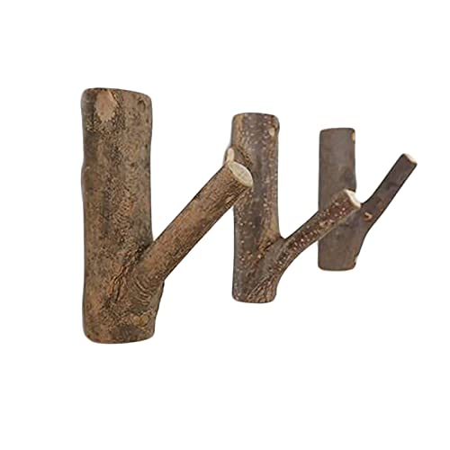 Kleiderhaken Kleiderhaken für die Wand Dekorative Vintage Holz Baumast Wandhaken Natürliche Wandmontage Kleiderbügel für Kleidung Taschen Mantel Regenschirm Hängehaken 3er Pack Stahlhaken zum von PGMUHNXV