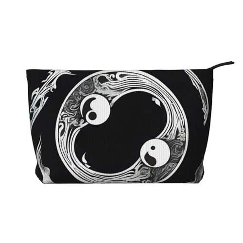 PHAYAH Alien World Kosmetiktasche mit Planetenmuster, tragbar, großes Fassungsvermögen, Kulturtasche, Reißverschluss, Kulturbeutel, Reisetasche, Ein Yin- und Yang-Symbol, Einheitsgröße von PHAYAH