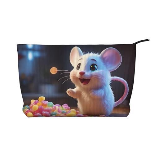 PHAYAH Kosmetiktasche mit Weihnachtswichtel, tragbar, großes Fassungsvermögen, Kulturtasche, Reißverschluss, Kulturbeutel, Reisetasche, Candy Eating Mouse, Einheitsgröße von PHAYAH