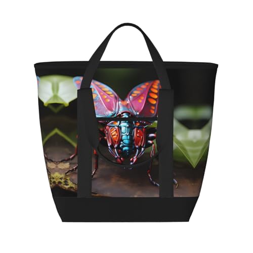 PHAYAH Strange Insects Kühltasche, Lebensmittelbeutel, große Gefriertasche, Thermo-Lebensmittel-Liefertasche, um Tiefkühlkost kalt und heiß zu halten, Schwarz, Einheitsgröße von PHAYAH