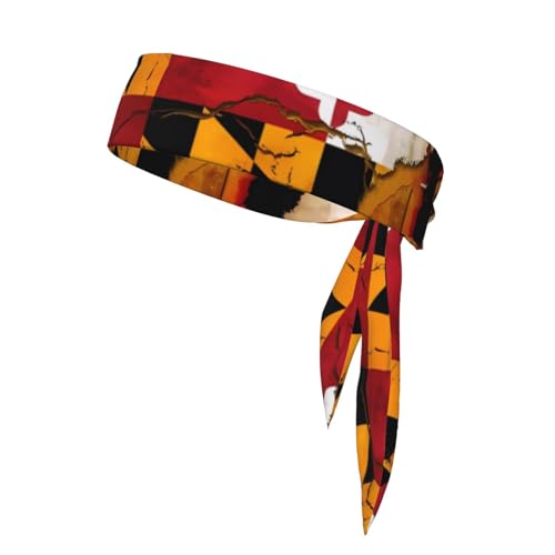 Sport Lace Up Reversible Stirnband Vintage Holz Maryland Flagge Muster Schnelle Schweißabsorption Geeignet zum Joggen, Laufen, Radfahren von PHAYAH