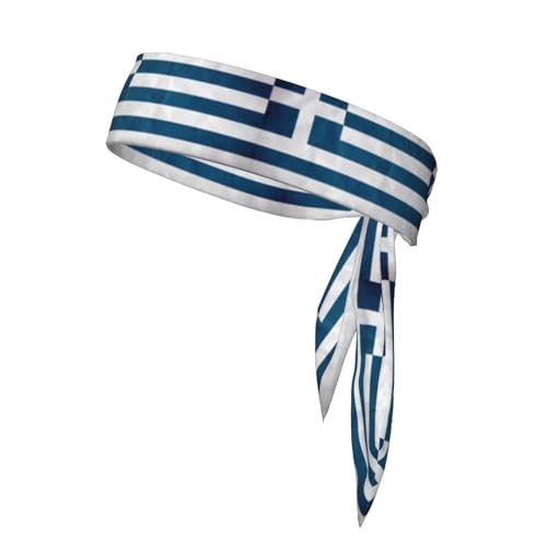 Sport Schnür-Stirnband, wendbar, griechisches Flaggenmuster, schnelle Schweißabsorption, geeignet zum Joggen, Laufen, Radfahren. von PHAYAH