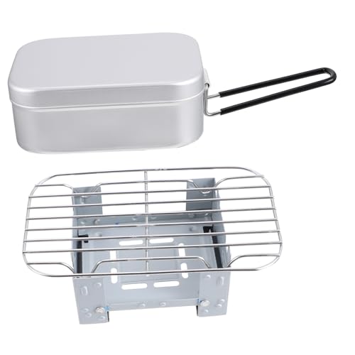 PHENOFICE 1 Faltbare Bento-Lunchbox Campingbesteck Lebensmittelbehälter Für Unterwegs Outdoor-kochherd Campingzubehör Brennender Campingkocher Camping-grillständer Silver Aluminiumlegierung von PHENOFICE