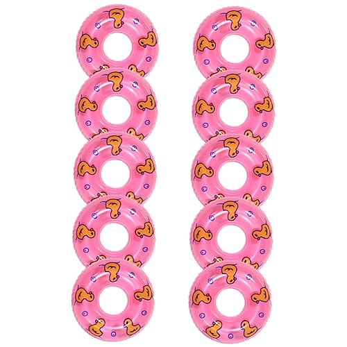 PHENOFICE 10St Entenschwimmring Schwimmkörper für Puppen Poolschwimmkörper Mini Schwimmen zubehör zulunft pink perrücke pink Spielzeug Mini-Hausschwimmringe Schwimmring-Ornamente PVC Rosa von PHENOFICE