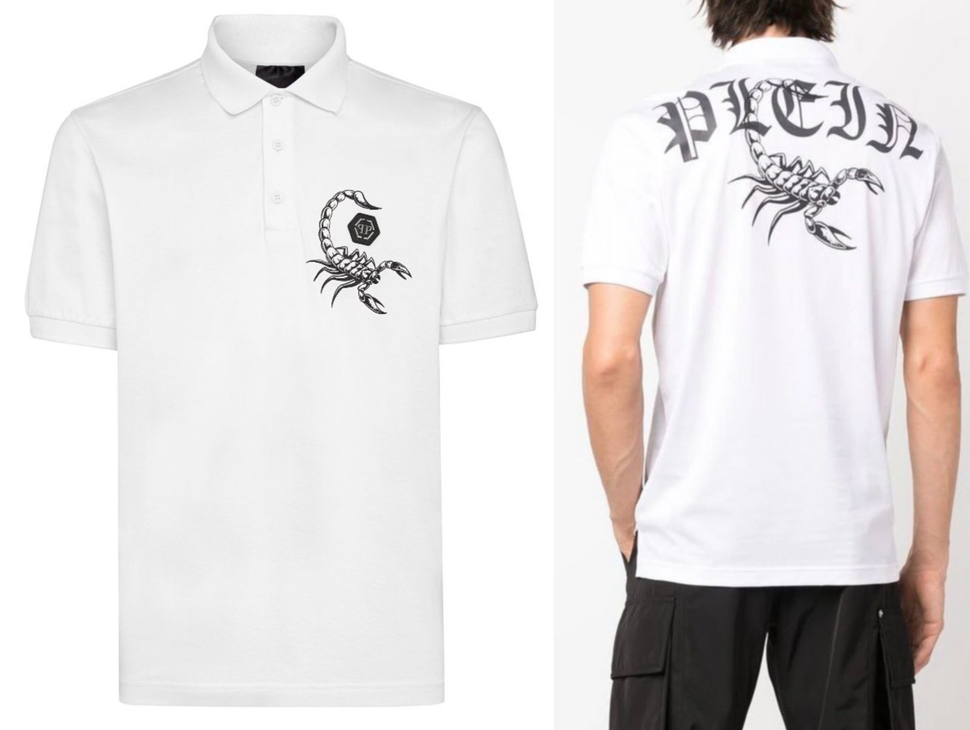 PHILIPP PLEIN Poloshirt PHILIPP PLEIN Scorpion Polo Shirt Polohemd Logo Patch Hemd T-shirt New von PHILIPP PLEIN