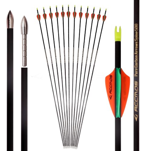 PHILOCS 12 Stück Bogenschießen Pfeile ID 4,2mm Spine 300 400 500 600 700 800 900 1000 Jagd Übung Pfeil, für Recurve-Bögen Compound-Bogen (26inch,Spine 700) von PHILOCS