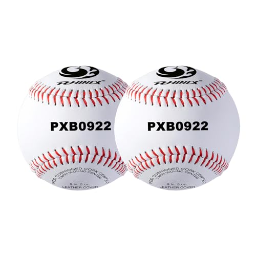 PHINIX Baseball aus echtem Leder für Wettkampf und Training (22,9 cm, 2 Bälle) von PHINIX