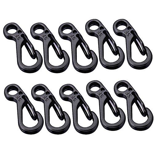 PHTOIT 10PCS / Lot Mini Spring Rucksack Verschluesse Klettern Karabiner EDC Keychain Camping Flasche Haken Paracord Survival Gear - Schwarz von PHTOIT