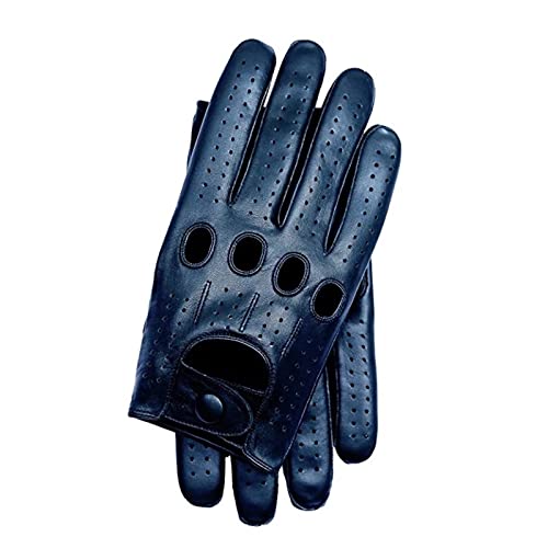 PHYTOTREE Mode Herren Lederhandschuhe Vollfinger atmungsaktiv ungefüttert Slip Driving Handschuhe New Male Fäustlinge - Arbeitshandschuhe(Navy Blue,L) von PHYTOTREE