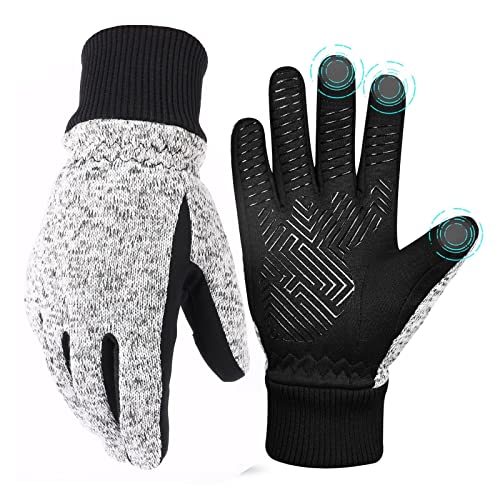 PHYTOTREE Winterhandschuhe -10℃ 3M Thinsulate Thermohandschuhe Warme Handschuhe for kaltes Wetter Laufhandschuhe Touchscreen-Fahrradhandschuhe for Männer und Frauen - Arbeitshandschuhe(Light-Gray,L) von PHYTOTREE