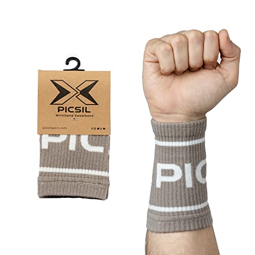 Picsil Sport Schweißbänder, saugfähiges Baumwollarmband für Crosstraining, Paddel, Tennis, Fitness, Unisex (Tan) von PICSIL