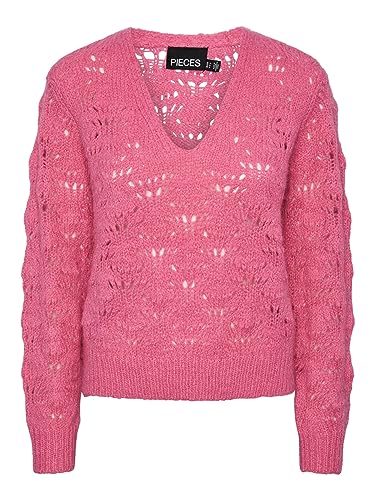 Pieces Damen Pcnancy Ls V-Neck Knit Pb Bc, Shocking Pink, L Pieces Damen Pcnancy Ls V-Neck Knit Pb Bc, Shocking Pink, L von PIECES