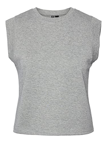 PIECES Damen Pcchilli Summer Sl Noos Bc Top, Light Grey Melange, S EU von PIECES