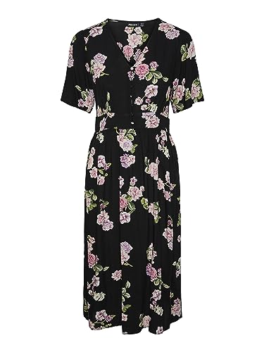 PIECES Damen Pctala Midi Dress Noos Bc Kleid, Black/AOP:Big Flower, S EU PIECES Damen Pctala Midi Dress Noos Bc Kleid, Black/AOP:Big Flower, S EU von PIECES