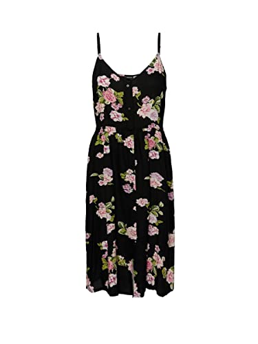 PIECES Damen Pctala Slip Dress Noos Bc Kleid, Black/AOP:Big Flower, L EU von PIECES