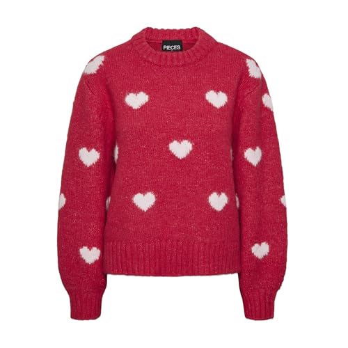 PIECES Damen Pullover Rina Heart Knit von PIECES