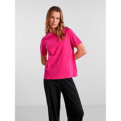 PIECES Damen Pcria Ss Fold Up Solid Tee Noos Bc T-Shirt, Beetroot Purple, XS PIECES Damen Pcria Ss Fold Up Solid Tee Noos Bc T-Shirt, Beetroot Purple, XS von PIECES