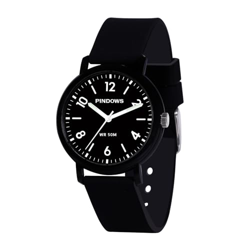 PINDOWS Lässig Armbanduhr, Militär Digital Uhren wasserdichte Uhr Sport Außenbereich mit Leuchtend Klassisch Stilvoll Outdoor Armbanduhr,Schwarz von PINDOWS