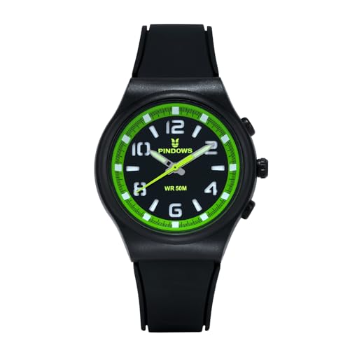 PINDOWS Orologio Digitale da Uomo, Orologio Sportivo Militare 5ATM Impermeabile Cronografo Militare Orologio da Polso per Uomo Con Retroilluminazione a LED Sveglia Data,Black Green von PINDOWS