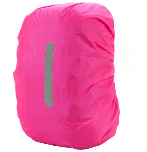 PINEPAN Schulranzen-Regenschutz, Regenschutz, Rucksack, wasserdichter Rucksack, Regencape mit Reflektoren für Wandern, Camping, Radfahren, Rosa, 35 l von PINEPAN