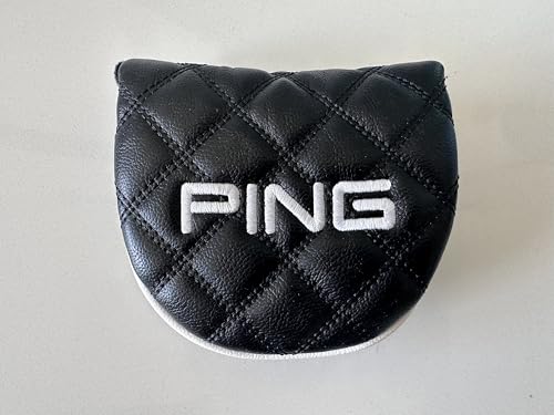 Ping Universal gesteppte Premium-Leder-Schlägerhaube, rund, Magnetverschluss, Schwarz von PING