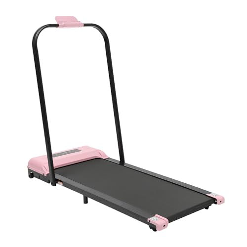 2 in 1 Laufband für Zuhause Klappbar 3.0HP Laufbänder Walking Pad bis 10 km/h, mit LED-Anzeige und Fernbedienung für Haus Büro Rosa von PIOJNYEN