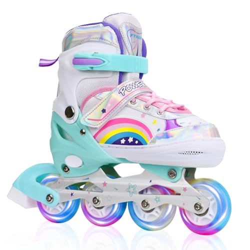 Rollschuhe Kinder für Mädchen/Kinder/Jugendliche, Verstellbare 4 Größen Inline Skates mit Leuchtenden Rädern für Kinder Mädchen, geeignet für den Innen- und Außenbereich von PIPIZHU