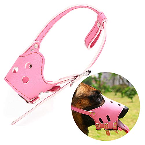 PJDDP Leder-Maulkorb Für Hunde, Hundemundschutz, Komfort-Schnauze Für Hunde, Verstellbarer, Atmungsaktiver Körbchenmaulkorb, Zum Trinken Und Keuchen, Mit Kragen,Rosa,M PJDDP Leder-Maulkorb Für Hunde, Hundemundschutz, Komfort-Schnauze Für Hunde, Verstellbarer, Atmungsaktiver Körbchenmaulkorb, Zum Trinken Und Keuchen, Mit Kragen,Rosa,M von PJDDP