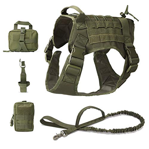 PJDDP Taktische Hundeweste Verstellbar Hundegeschirr Und Bungee-Hundeleine,Service Hunde Brustgeschirre,Bequem Verstellbar Outdoor Training Service Geschirr Mit 3 Abnehmbaren Taschen,Grün,M PJDDP Taktische Hundeweste Verstellbar Hundegeschirr Und Bungee-Hundeleine,Service Hunde Brustgeschirre,Bequem Verstellbar Outdoor Training Service Geschirr Mit 3 Abnehmbaren Taschen,Grün,M von PJDDP