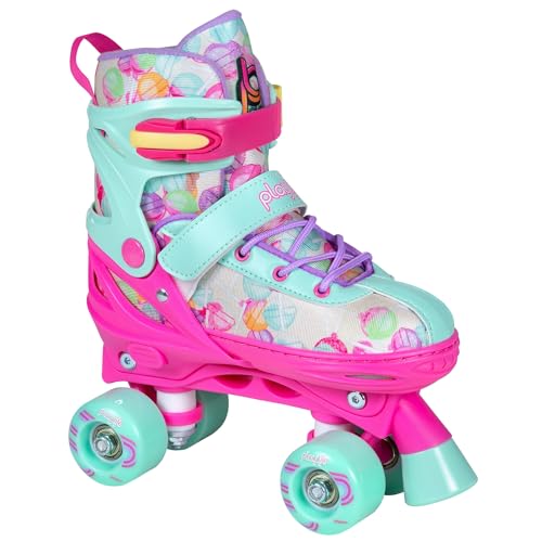 Playlife Roller Skates Lollipop, größenverstellbar, Pink/Grün für Kinder, 54mm/80A Rollen, ABEC 5 Kugellager, Art. nr.: 880235 von PLAYLIFE