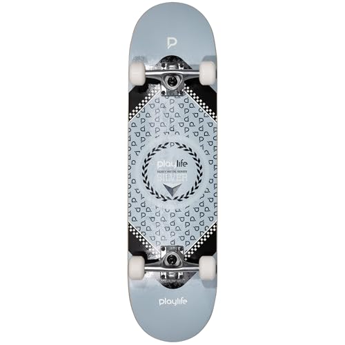 Playlife Skateboard Heavy Metal Silver, 31" / 8" - 79cm / 20,5cm, 52x36mm 92A Rollen, ABEC 7 Kugellager, Art. nr.: 880278 Playlife Skateboard Heavy Metal Silver, 31" / 8" - 79cm / 20,5cm, 52x36mm 92A Rollen, ABEC 7 Kugellager, Art. nr.: 880278 von PLAYLIFE