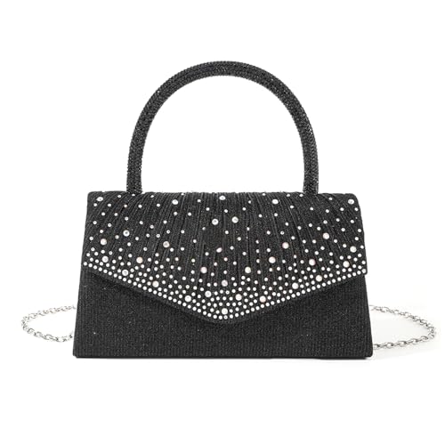 Anspruchsvolle Damen Abendtasche Mit Glitzernder Strassverzierung Plissierte Handtasche Umhängetasche Für Brautjungfern von PLCPDM