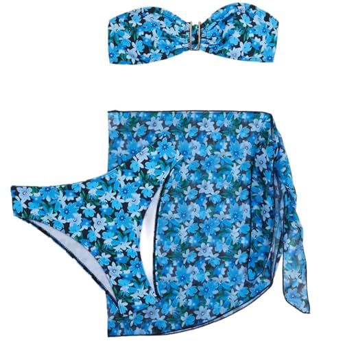 Damen Badeanzug Bequeme Bikinis Überzüge 3-teilig Schnürung Badeanzug Push Up Strandmode Brustwickel Strandrock Set von PLCPDM