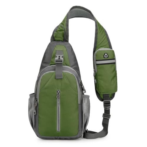 Nylon-Umhängetasche, leichte Brusttasche, Schulter-Rucksäcke, Reisetasche, lässiger Tagesrucksack für Outdoor-Wandern, grün von PLCPDM