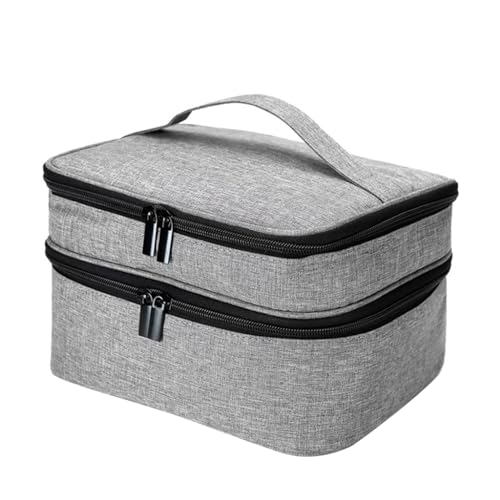 Oxford Cloth Nagellack-Organizer-Tasche, großes Fassungsvermögen, Aufbewahrungsbox, Organizer, Tragetasche, doppellagig, grau von PLCPDM
