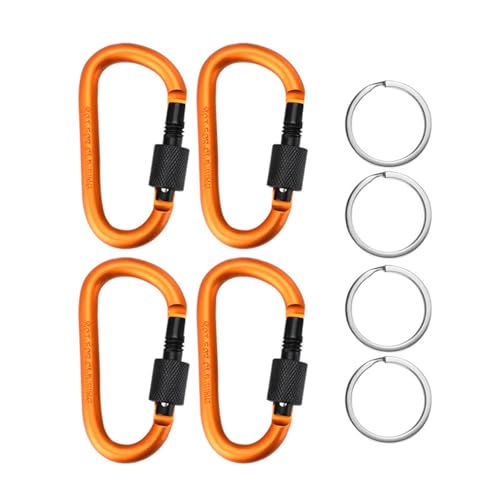 PLCPDM 4 x Karabinerhaken aus Aluminiumlegierung mit Schlüsselringen, D-Ringe, Schlüsselclip, Feder-Schnapphaken, langlebig von PLCPDM