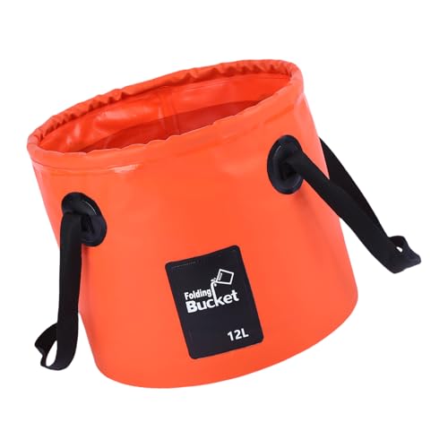 PLCPDM Fischfässer-Behälter, faltbar, Angeltasche, Angelbecken, Wasserträger, Angeleimer, Angeltasche mit Griff, Orange, 12 l von PLCPDM