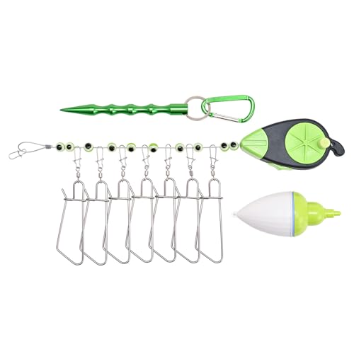 PLCPDM Fischschnallenschloss, Angelschnallen-Clip, Edelstahl, lebende Fischverriegelung, Schnalle mit 7 Angelhalter-Kits von PLCPDM
