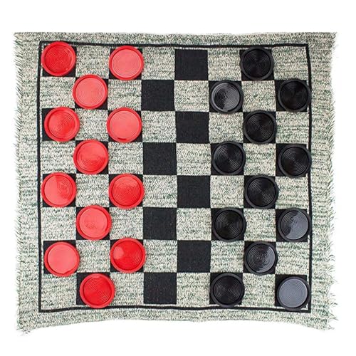 PLCPDM Giant Checkers Set Vintage Giant Checkers Game With Reversible Mat Indoor And Outdoor Board Game For Family von PLCPDM