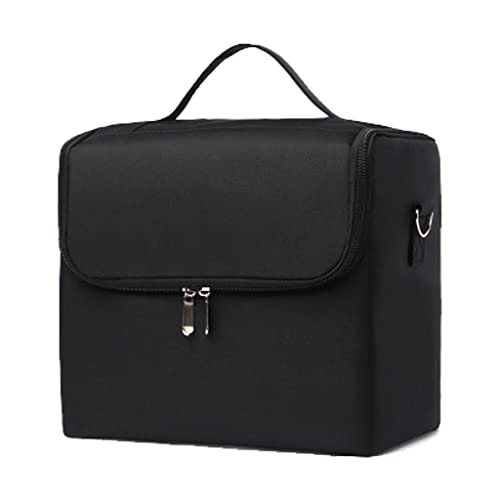 PLCPDM Make-up-Tasche mit großem Fassungsvermögen, mehrschichtiges Maniküre-/Friseurwerkzeug, Schwarz von PLCPDM